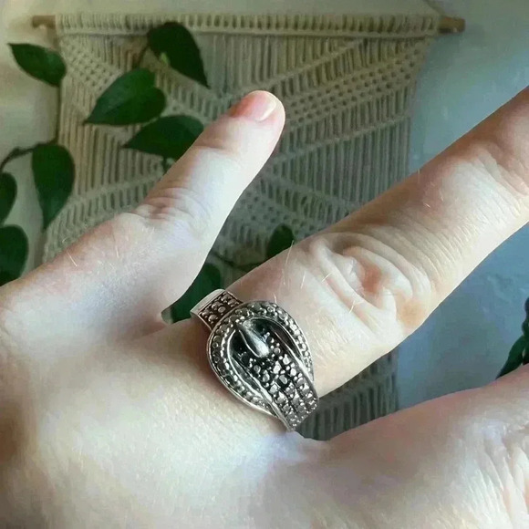 825 STERLING SILVER BELT BUCKLE RING size 6.5 country boho jewelry vintage